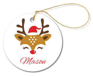 Reindeer Face Porcelain Ornament