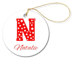 Decorations: Initial Round Porcelain Ornament