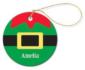 Decorations: Elf Suit Round Porcelain Ornament