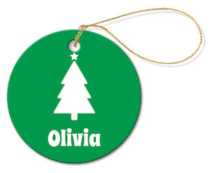 Decorations: Christmas Tree Silhouette Round Porcelain Ornament