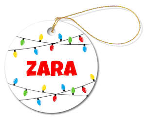 Decorations: Christmas Lights Round Porcelain Ornament
