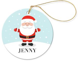 Happy Santa Round Porcelain Ornament