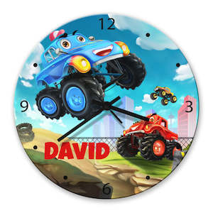 Glass Wall Clocks: Monster Truck Glass Clock