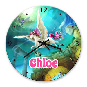 Glass Wall Clocks: Magical Unicorn Glass Clock
