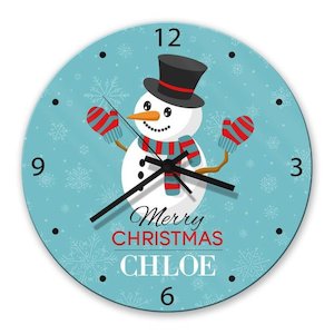 Glass Wall Clocks: Snowman Glass Clock