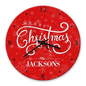 Merry Christmas Glass Clock