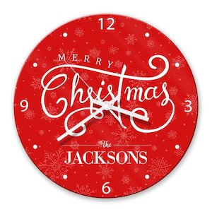 Merry Christmas Glass Clock
