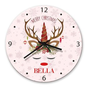 Glass Wall Clocks: Christmas Unicorn Glass Clock