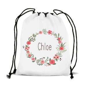 Flower Wreath Drawstring Sports Bag