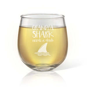 Engraved Stemless Wine Glasses: Shark Stemless Wine Glass