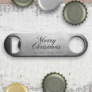 Engraved Bottle Openers: Merry Christmas Engraved Bottle Opener