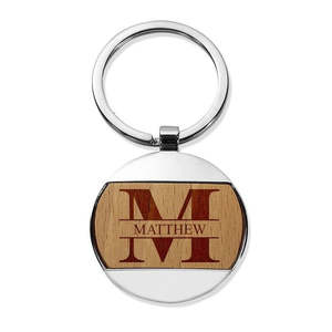 Engraved Round Keyrings: Monogram Round Metal Keyring
