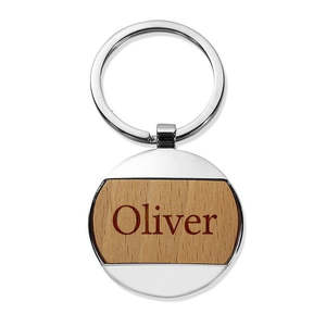 Engraved Round Keyrings: Classic Name Round Metal Keyring