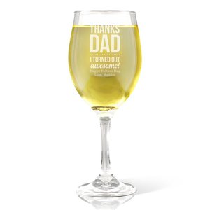 Engraved Wine Gasses: Thanks Dad Wine Glass