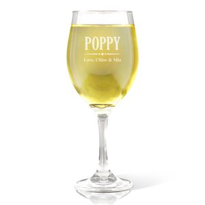 Engraved Wine Gasses: Poppy Wine Glass