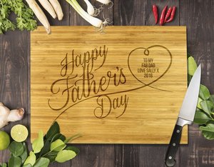 Fathers Day Bamboo Boards: Happy Father's Day Bamboo Cutting Board 8x11