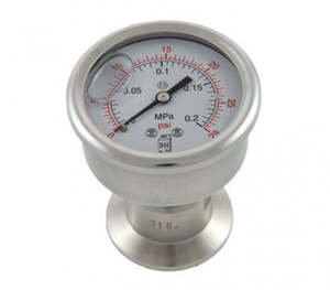 Beer Beermaking Equipment: Pressure Gauge - Tri-Clamp, Rear Mount, 0-30psi (KL18098)