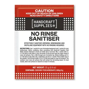 Beer Cleaning Sterilising: No Rinse Sanitiser (Steriliser) 25g Satchet