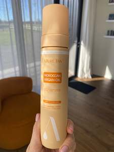 Products: AZURE Self Tan Mousse ? Moroccan Argan Oil ? Dark To Ultra Dark