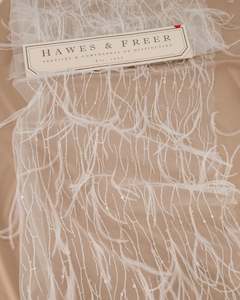 Lace: RIHANNA SEQUIN AND FEATHER EMBROIDERY IN IVORY