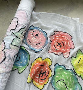 TALLULAH FLORAL BORDER ON A COTTON GAUZE