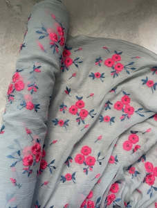 Fabric Cotton Linen Silk Wool: PHOEBE 100% SILK GEORGETTE WITH EMBROIDERED FLOWERS & BEADS
