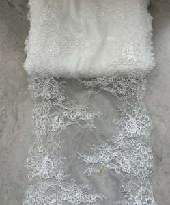 Bridal Fabrics Trimmings: ANTOINETTE DOUBLE SCALLOPED CORDED BORDER LACE