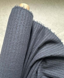 Fabric Cotton Linen Silk Wool: ABRUZZO TWO TONE NAVY SELF STRIPED BOILED WOOL (4.9m Length)