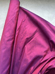 Fabric Cotton Linen Silk Wool: 100% DUPION SILK - SANGRIA (3.9m Length)