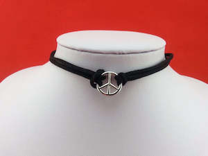 Necklace: Black Peace Necklace Choker (30-37cm)
