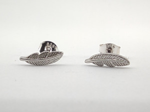Earrings: Sterling Silver Feather Stud Earrings