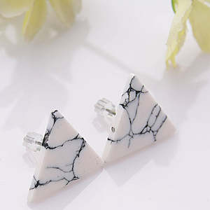 Earrings: White Marble Stud Earrings