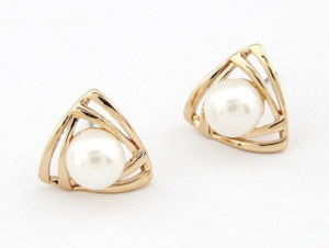 Earrings: Gold Plated Imitation Pearl Stud Earrings