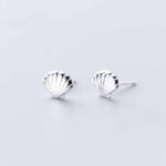 Silver Clam Shell Stud Earrings - HBW Boutique