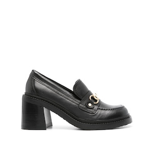 Loafers: Mid Heel Loafer - Black