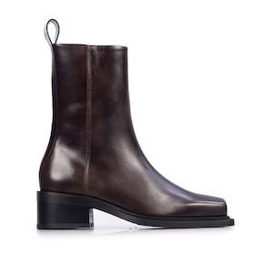 Abigayle: Porto Zip Boot - Dark Brown