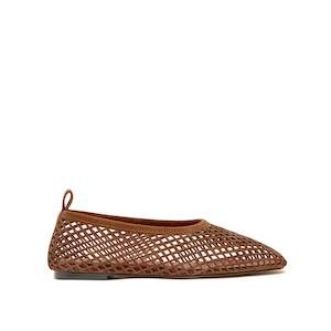 Lou Perforated Flat - Toffee Suede