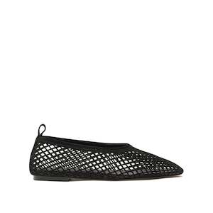 Lou Perforated Flat - Black Suede