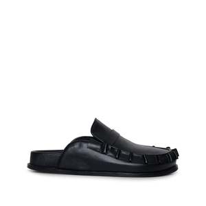 Flats: Malibu Frilly Mule - Black