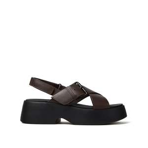 Sandals: Tasha Cross Strap - Brown