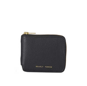 Unisex Zip Wallet - Black/Brass