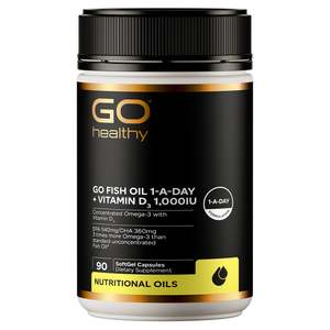 Omega 3: Go Healthy Fish Oil 1-A-Day+Vitamin D3 1000IU 90softgels