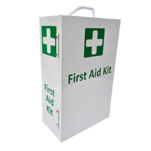 Products: Metal First Aid Box – Portrait White Wall Mountable Medical Cabinet – Health and Safety