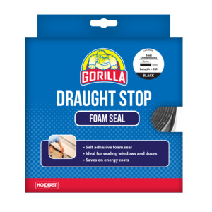 Gorilla Draught Stop Black Foam Seal – 12mm x 3mm x 5m
