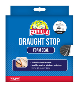 Gorilla Draught Stop Black Foam Seal – 9mm x 3mm x 5m