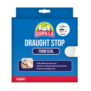 Draught Exclusion: Gorilla Draught Stop White Foam Seal – 12mm x 3mm x 5m