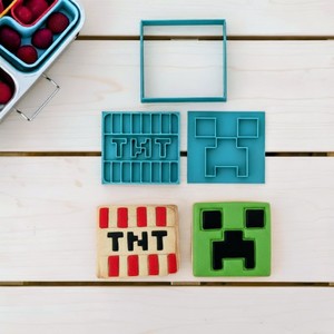 Bento Lunchboxes Accessories: (3pc) Pixel Block Cookie & Sandwich Cutter Set