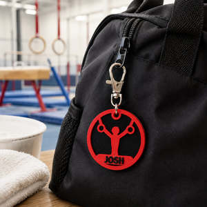 Personalised Gymnastics Rings Keyring