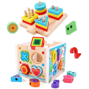 Kids Toys: Wooden Geometry Shape Matching Cube