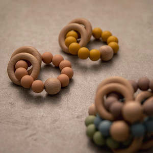 Infant Toys: Wooden Teether with Beads